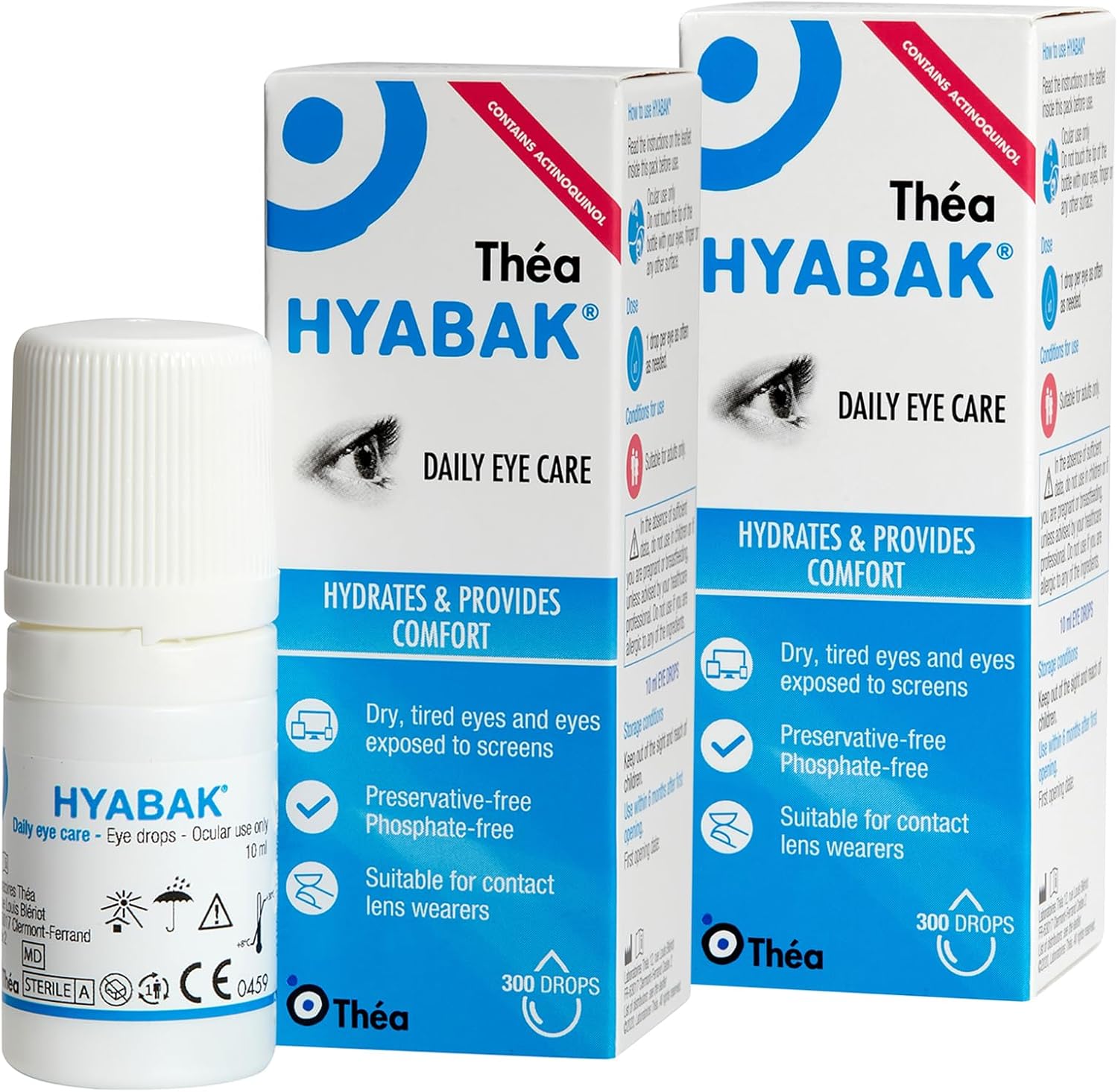 2 x Hyabak Eye Drops Moisturising & Refreshing Drops Gentle and