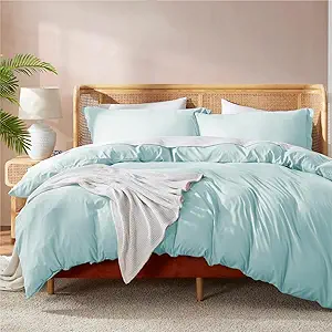 Nestl Light Blue Duvet Cover King Size - Soft Double Brushed King Duvet Cover Set, 3 Piece, with Button Closure, 1 Duvet Cover 104x90 inches and 2 Pillow Shams