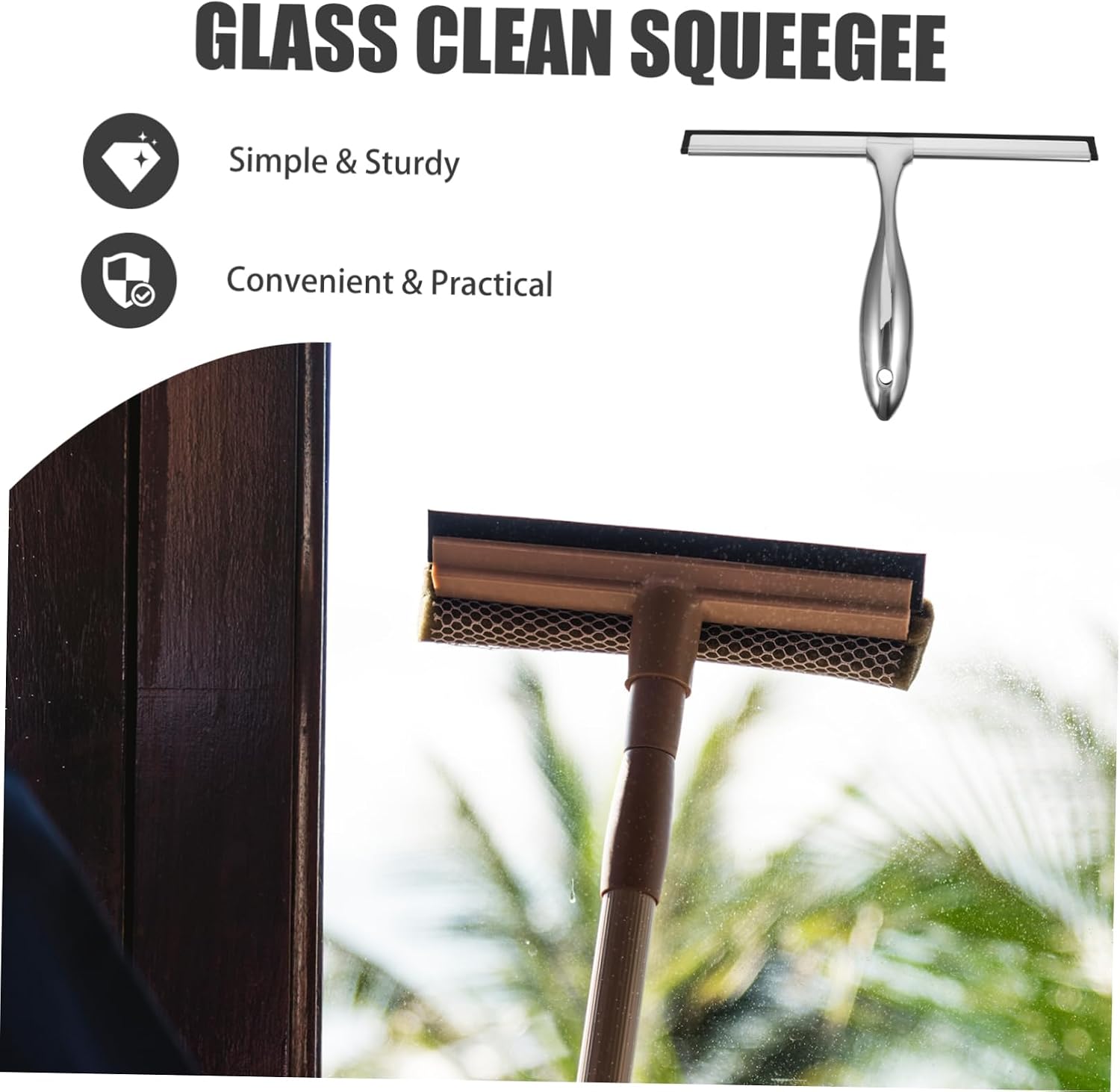 Shower Door Squeegee Ergonomic Handle for Mirrors Multi-Functional Handheld Squeegee for Car Windshield Bathroom Use Design