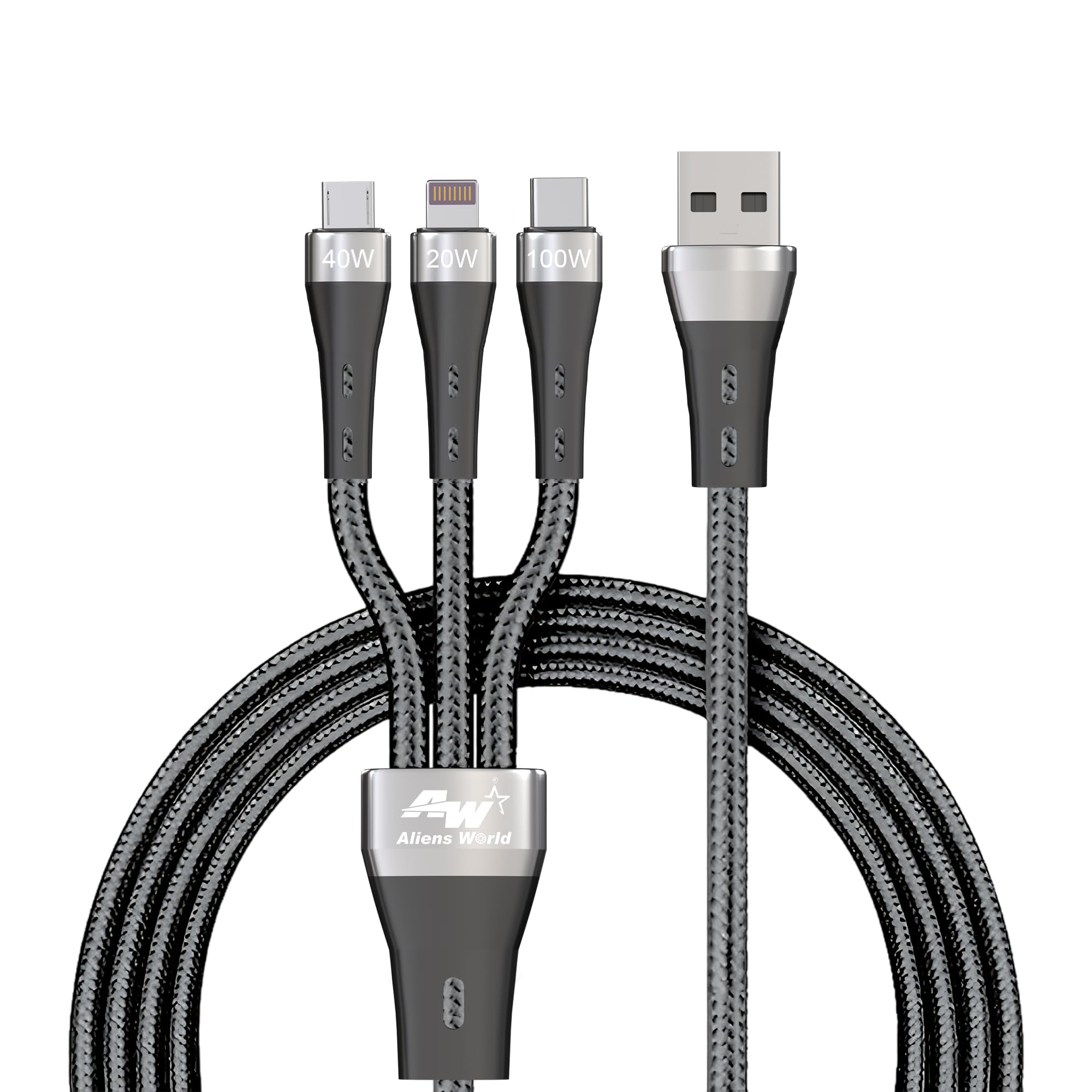 aliens world Multi-Connector Braided USB Charging Cable, 40W, 20W, 100W, 3 IN 1 USB CABLE (B0DD46BZQG) Amazon Price History, Amazon Price Tracker