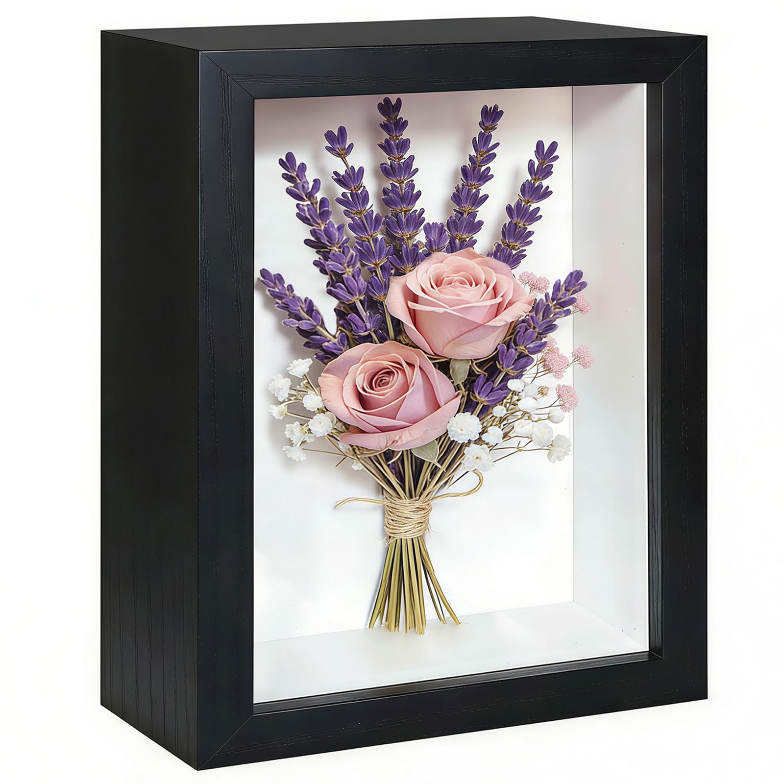 3D Bilderrahmen zum Befüllen 20,3 x 25,4 cm Bilderrahmen Tief 3D Objektrahmen Hölzern bis 3cm, Tiefer Bilderrahmen zum Befüllen für Objekte, Blumen, Hochzeitsgeschenk oder
