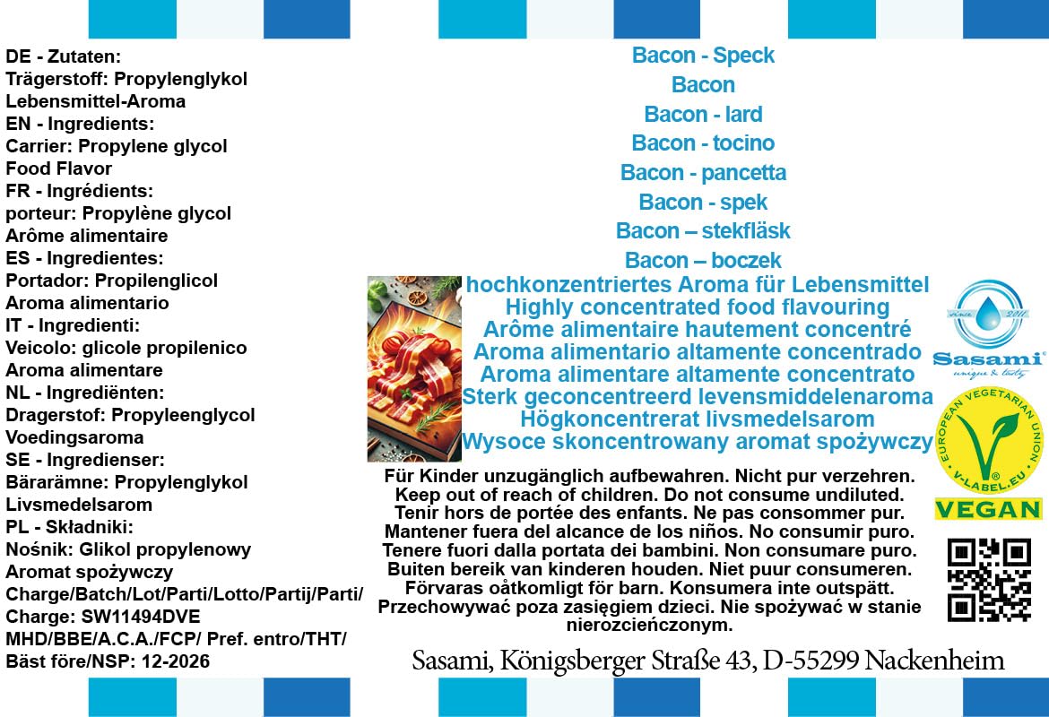 Bacon - tocino aroma concentrado - Vegano - Sasami - 10ml