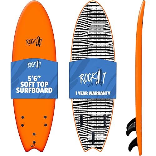 Rock-It 6' Albert Performance Fish Soft Top Surfboard Surf Board, Foam Surfboard, Kids Surfboard, Adult Surfboard, Tabla De Surf, Beginner Surfboard