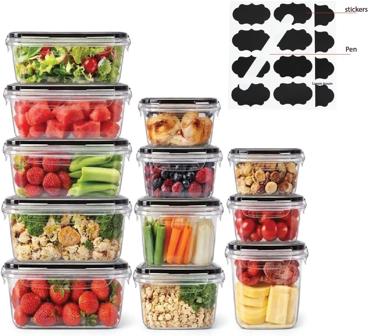 Red Dot Gift 12-Piece Meal Prep Container Set – Airtight Food Storage Containers with Lids – BPA-Free Reusable Plastic Kitchen Organization & Storage – Stackable, Microwave (White, 12 Pcs)