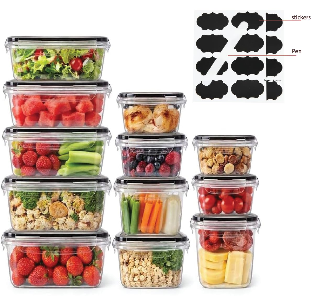 – Red Dot Gift 12-Piece Meal Prep Container Set – Airtight Food Storage Containers with Lids – BPA-Free Reusable Plastic Kitchen Organization & Storage – Stackable, Microwave (White, 12 Pcs)
