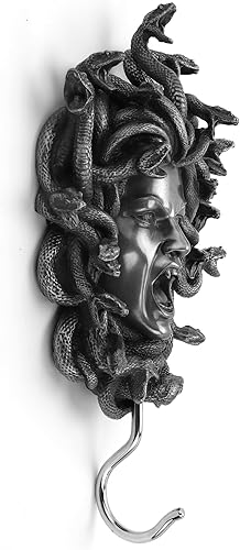 Miniatura 5 de Veronese Design 9" Cabeza de Medusa Gancho de pared Escultura de resina Acabado de peltre