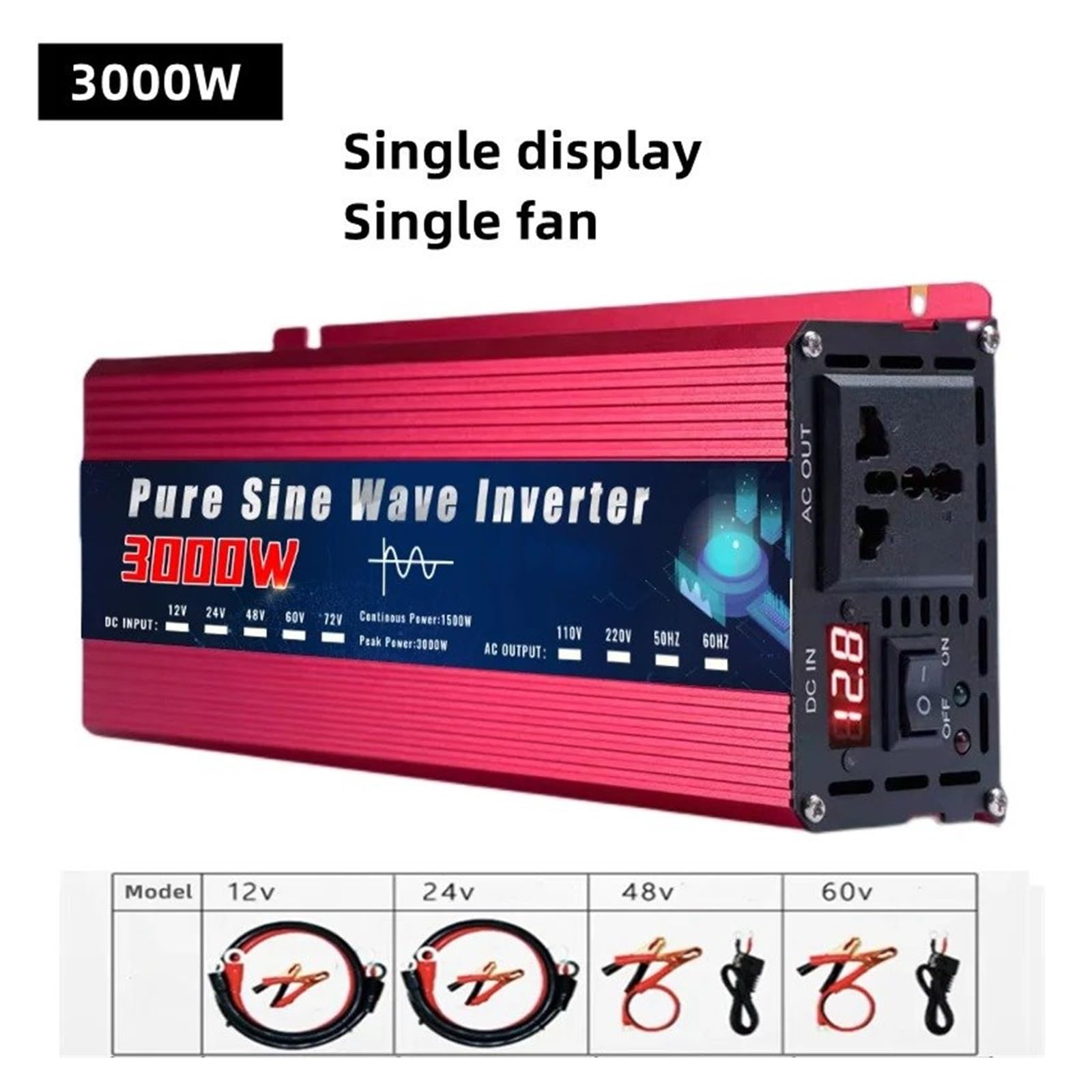 Inversor Corriente Convertidor Voltaje Portátil CC A CA 50 Hz/60 Hz para Coche Inversor Solar Onda Sinusoidal Pura 12 V 220 V 110 V 2000 W 4000 W 5000 W Convertidor(12V,220V 50HZ,3000W)