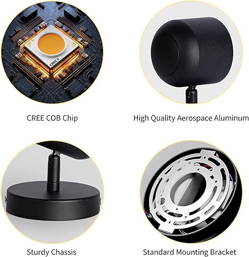 Miniatura 3 de Aisilan - Paquete de 2 apliques de pared ajustables y modernos de color negro, LED blanco cálido, luz de pared para pasillo, galería, mesita de