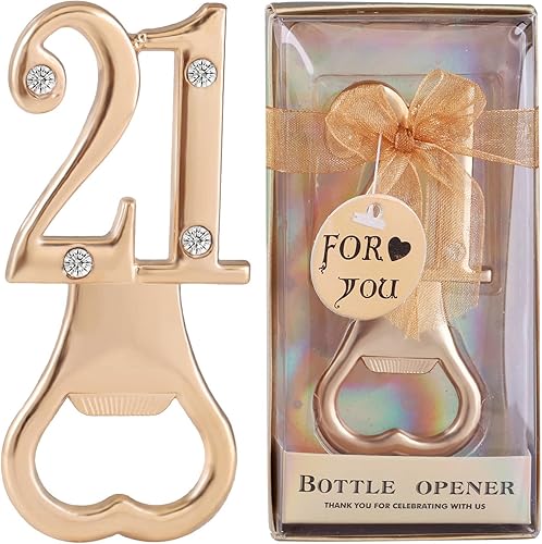 Paquete de 24 abridores creativos de botellas para regalos de fiesta de cumpleaños 21 o aniversario de boda, regalos de fiesta de cumpleaños con