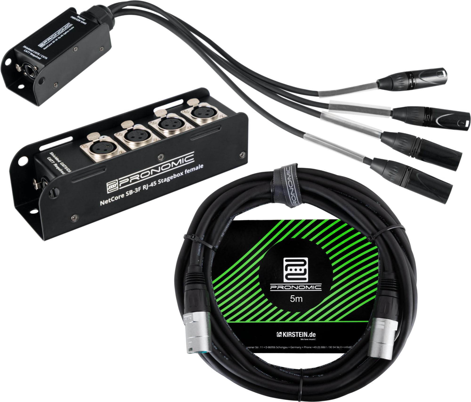 Pronomic NetCore SB-3F/SP-3M 5m Set Sistema Multicore Audio 4 Canali Stagebox XLR RJ45 Nero