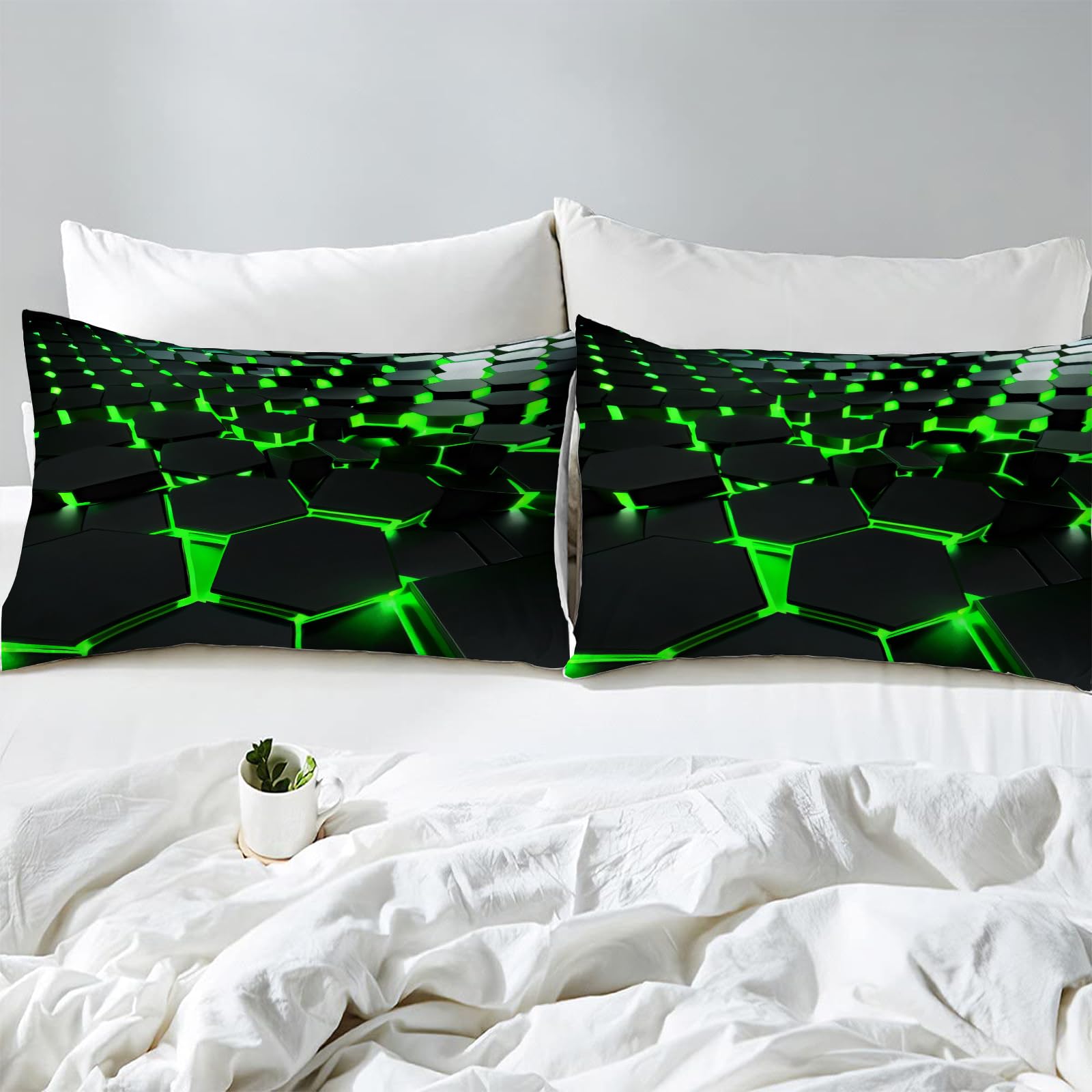 Copripiumino Matrimoniale 260x240 Fantasia Geometrica 3D, Set di Biancheria da Letto in Microfibra a Cerniera Semplice Copripiumoni Matrimoniali con 2 Federe