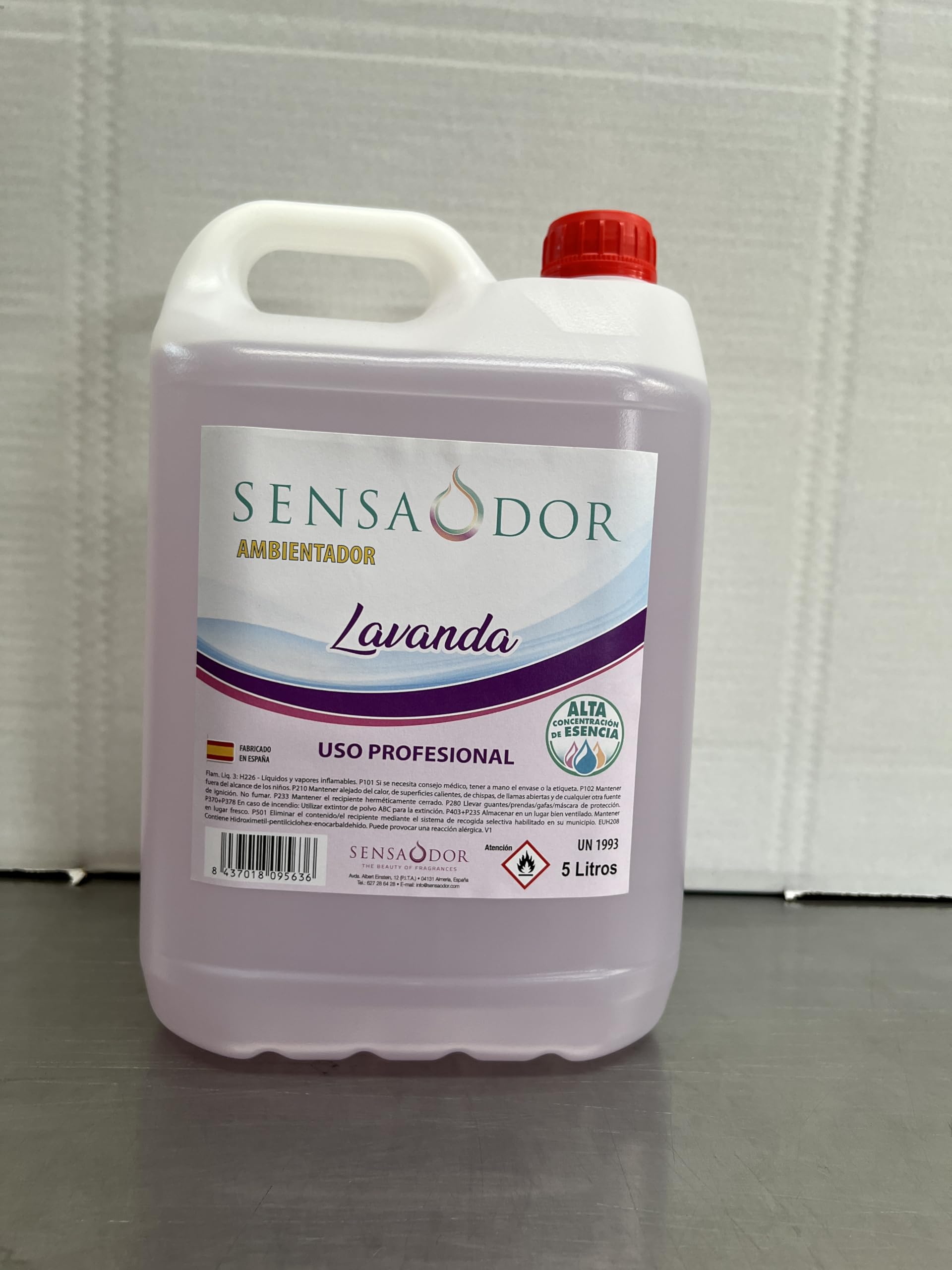 Ambientador Lavanda SENSAODOR, 5 Litros, Morado, Garrafa, Profesional, Empresas, Negocio, Limpieza, Neutralizador, Quitaolor, Buen olor, Aromatizador