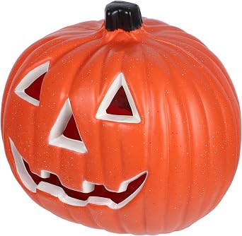 PATKAW Halloween LED Pumpkin Lights Hollow Out Jack O Lantern Artificial Pumpkin Decorations Dinner Table Night Light for Halloween Party Battery Not Included, 14X19CM, 548N647TK16IPRBHI, Orange