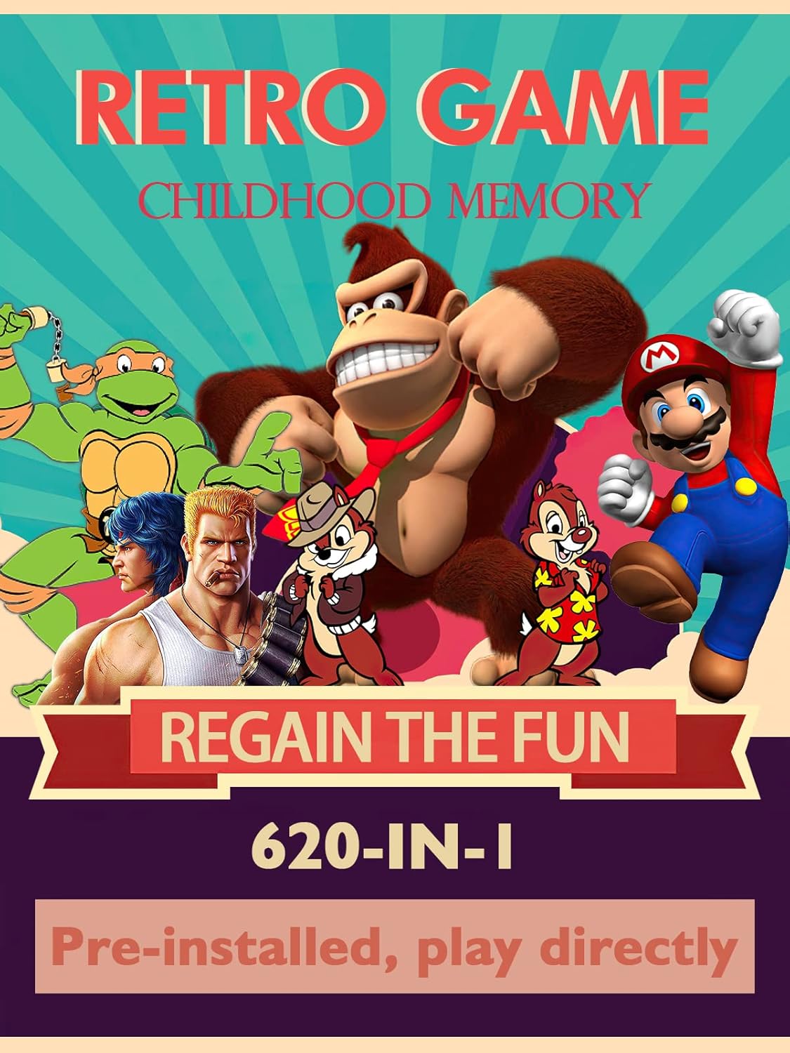 Fadist Retro Game Console, Plug and Play Video Game Console，Built in 620 Classic NES Games, with 2 Wired Controllers, AV Output, Ideal Gift for Kids, Adult, Friend, Lover : Toys & Games