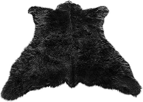 Fur Accents Cute, Bear Skin Accent Rug, Chubby Bear Design Throw Rug. Realistic, Thick Fur, Suede Lined, Washable, Handmade in America Black, 5x6