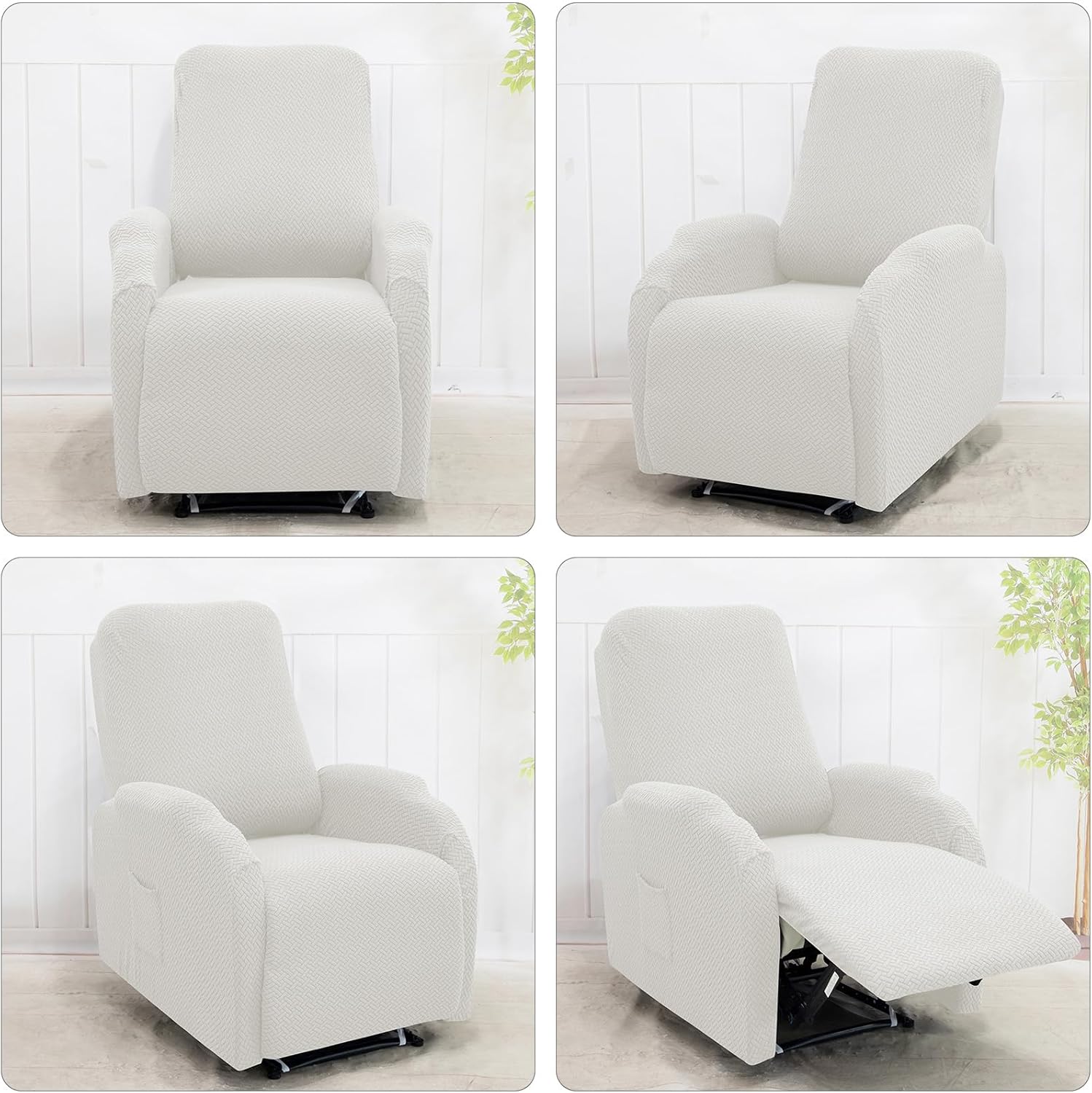 LiveGo Recliner Chair Cover 4 Piece Slipcover Small Recliner Cover Jacquard 1 Seat Couch Covers Washable Chair Furniture Protector
