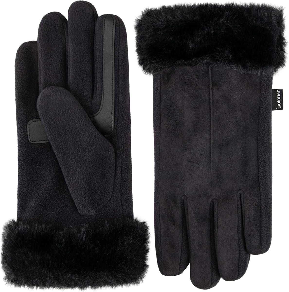isotoner Guantes con puños de piel sintética Mya elásticos con pantalla táctil repelentes al agua para mujer