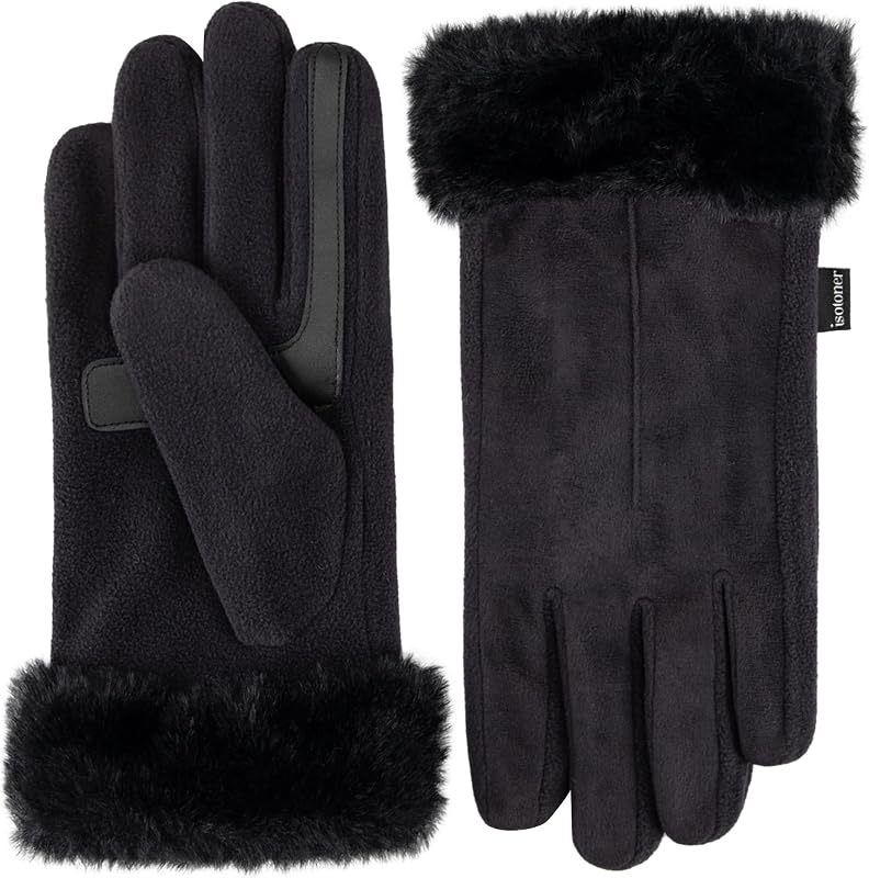 isotoner Guantes con puños de piel sintética Mya elásticos con pantalla táctil repelentes al agua para mujer