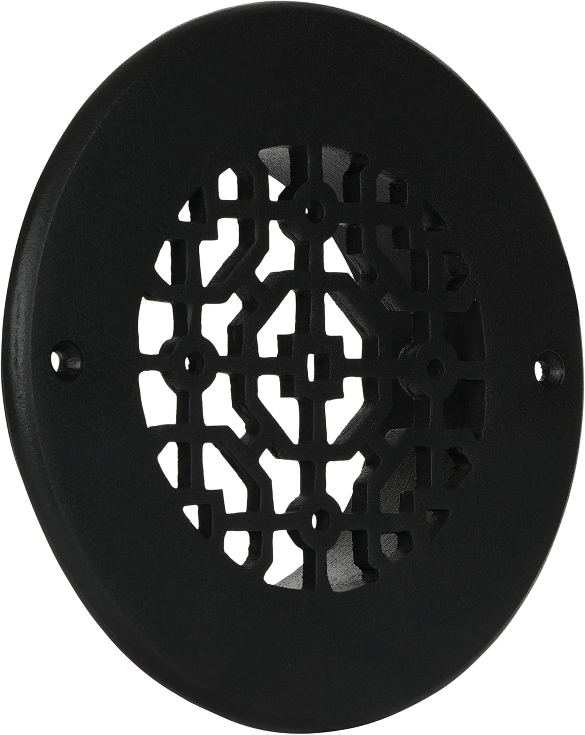 Achtek 5" Duct (6-1/2" Round Overall Size) Solid Cast Aluminum Round Grill | Powder Coated | for Wall-Black with Screw Holes