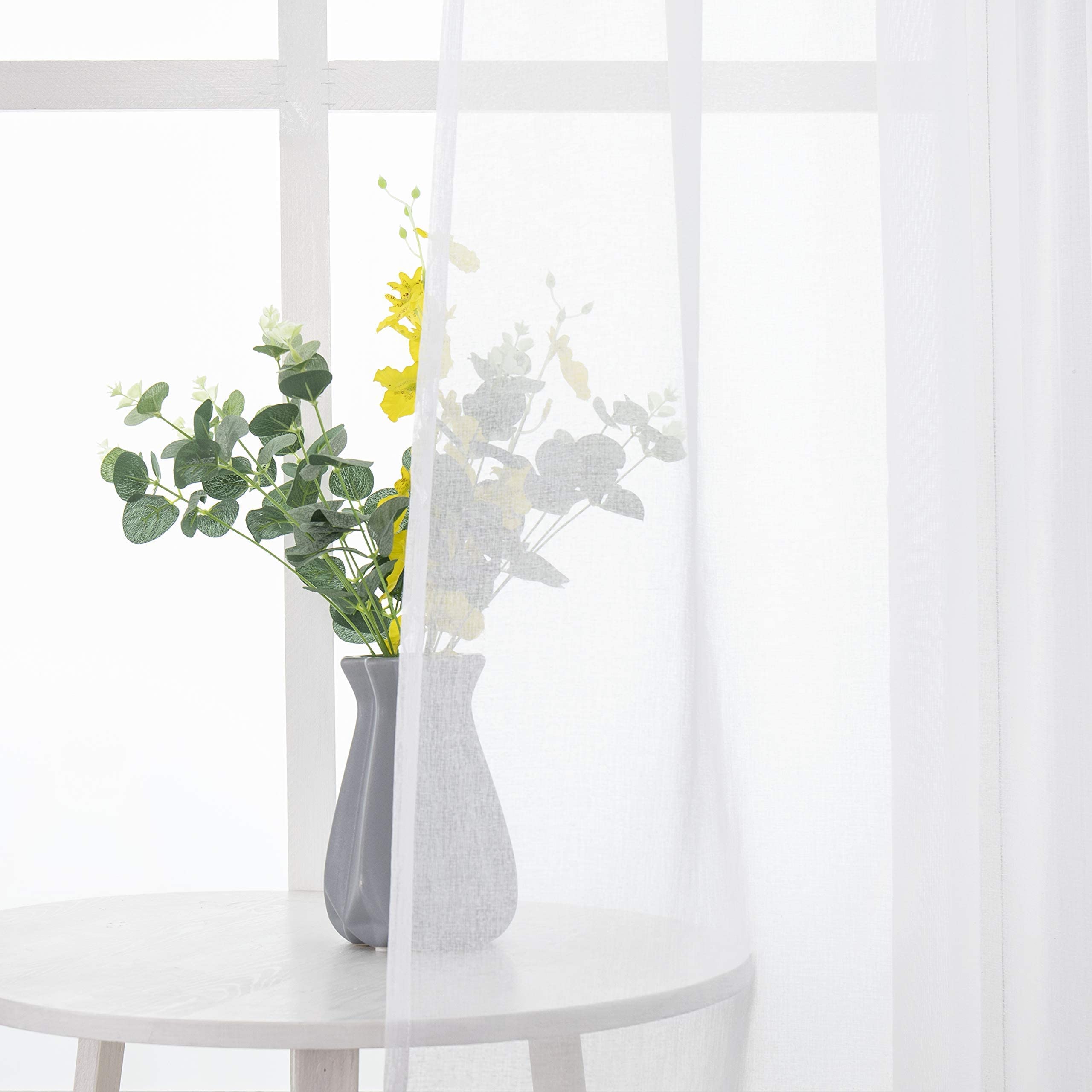MIULEE Tende 2 Pannelli Trasparenti in Voile con Passanti Morbidi Finestre per Camera da Letto e Soggiorno 140x260cm Bianco