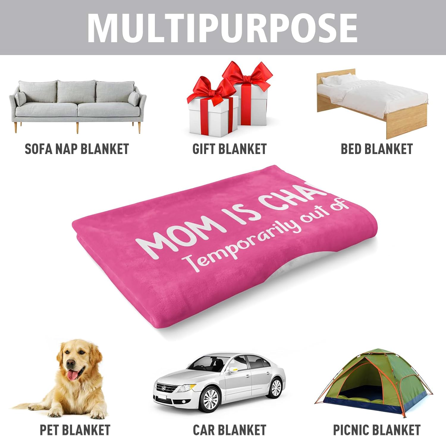 Craftique Funny Gifts for Mom Birthday Valentines Day - Mom is Charging Blanket- New Moms Gifts for Women, Super Soft Blanket Throw for Napping Travel, 60”×50” - Image 4