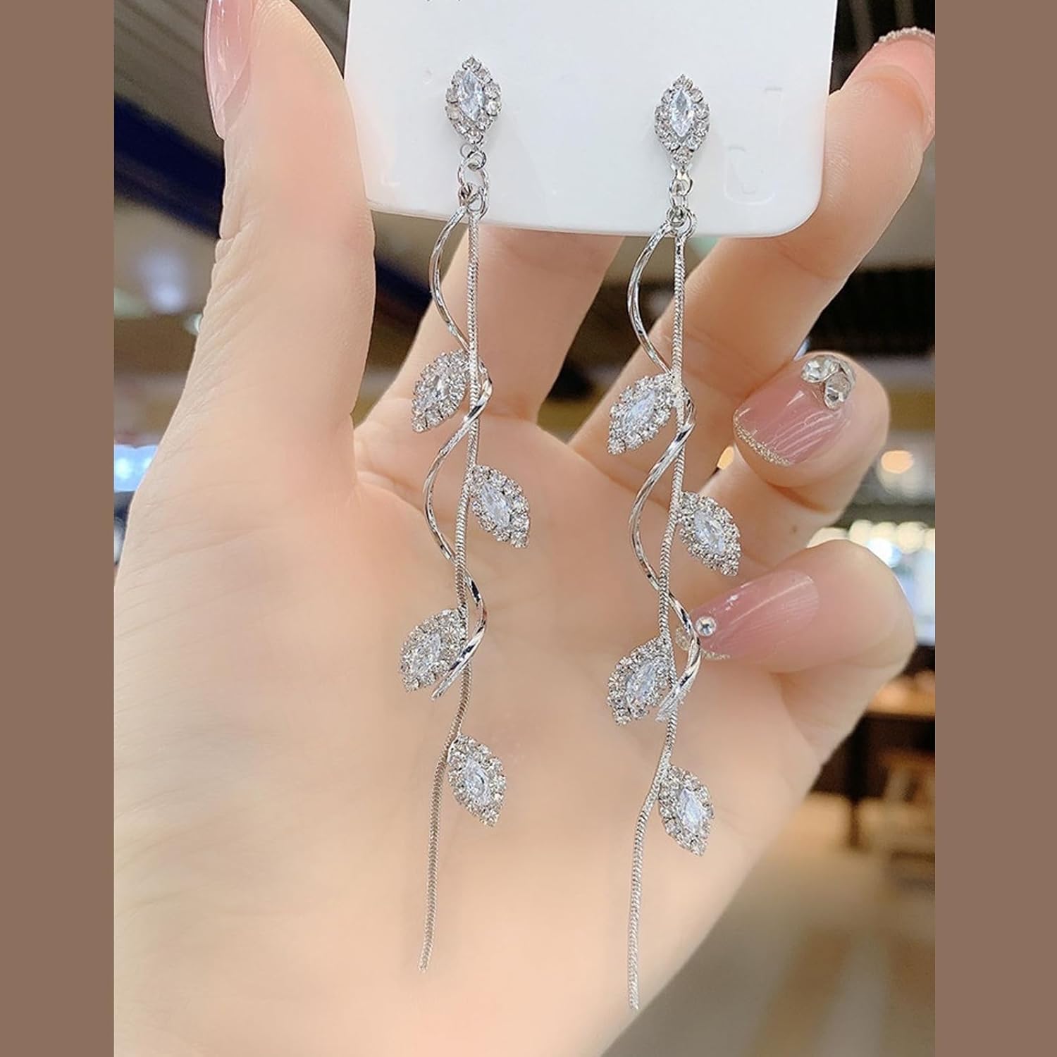 Crystal Wedding Earrings for Bridal Bridesmaid,Bride Drop Earrings Gold Chandelier Dangle Earrings for Women,Cubic Zirconia Rhinestone Dangling Earrings Prom Party Jewelry Gifts - Image 9