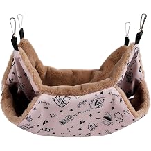 Petmolico Small Pet Hanging BunkBed Warm Hammock Bed Cage Accessories Bedding Hideout Playing Sleeping for Parrot Sugar Glider Squirrel Hamster Rat, Pink Cup - Small Size