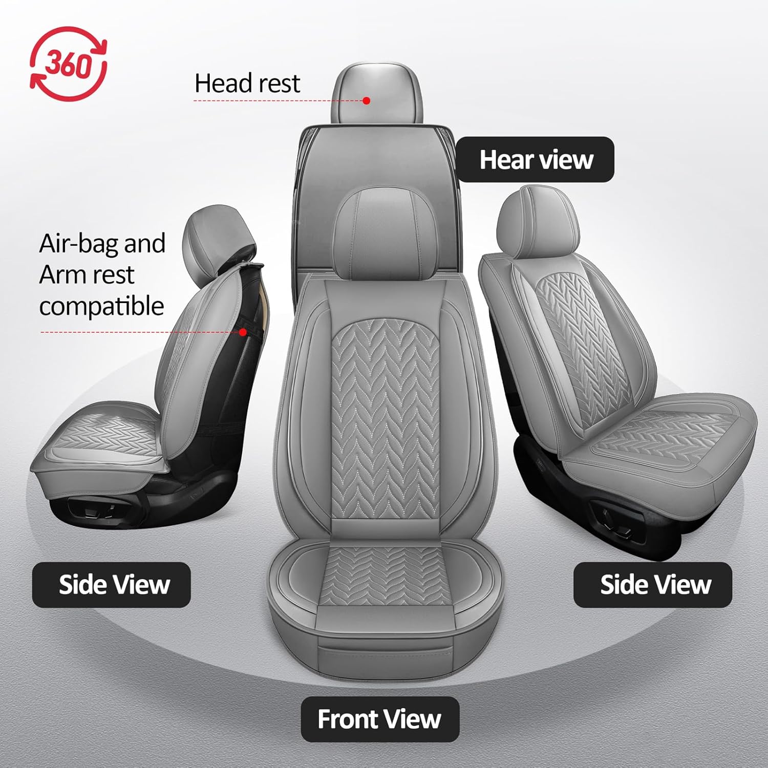 MIROZO 2PCS Seat Covers, Front Seat Covers for Car Waterproof Automotive Seat Cover Vehicle Seat Cover Car Seat Protector for Cars SUV Pick-up Truck Sedan (2PCS Front, Gray)