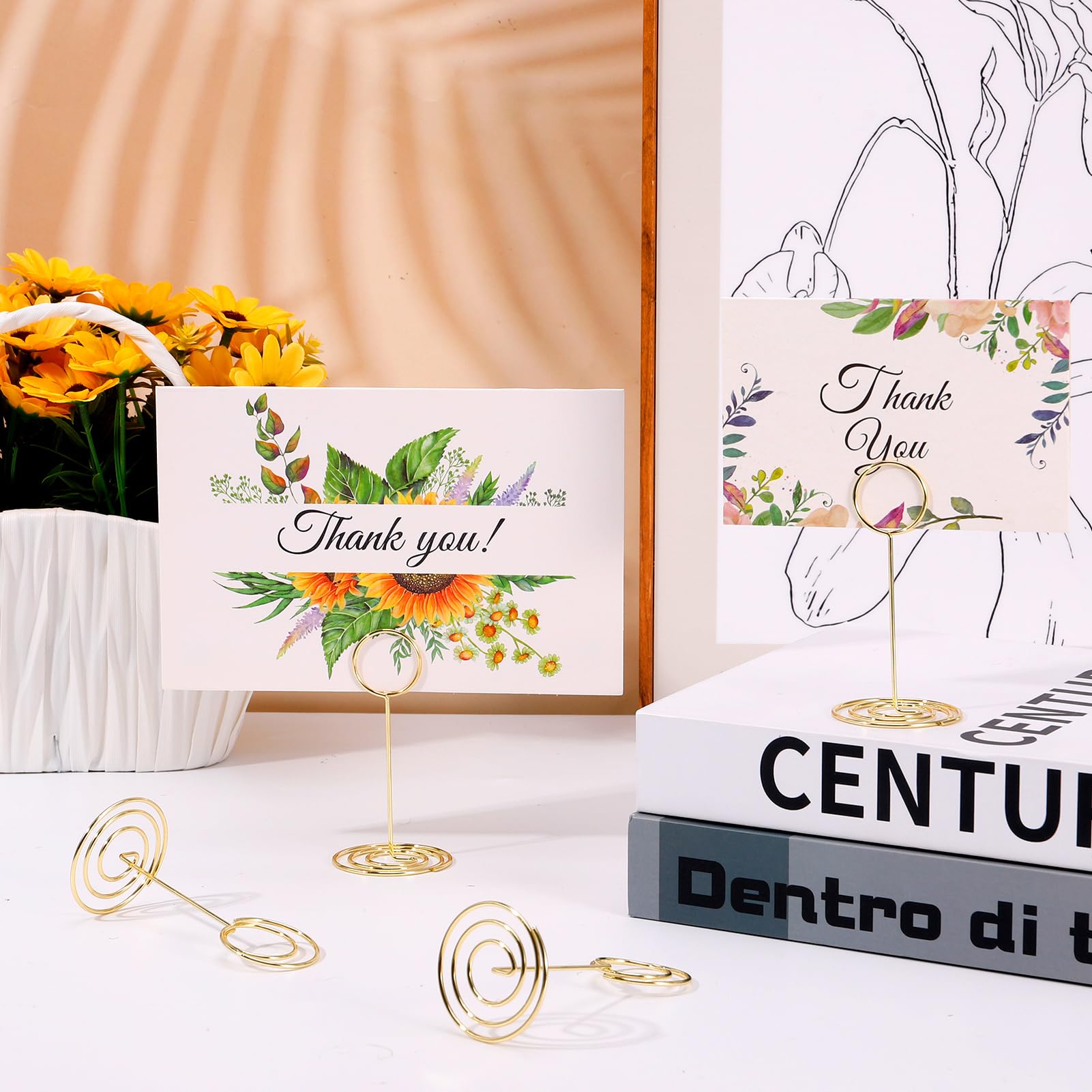 Lot De 20 Supports Dorés Pour Numéros De Table - Porte-Cartes Élégant Pour Mariage, Anniversaire Et Événements