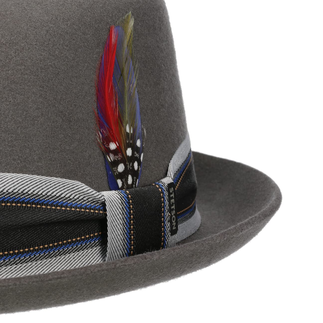 Stetson Lancover Diamond Wollhut Einfarbiger Pork-Pie-Hut Herren Filzhut mit Ripsbandgarnitur Öl- und wasserabweisend Herbst Winter