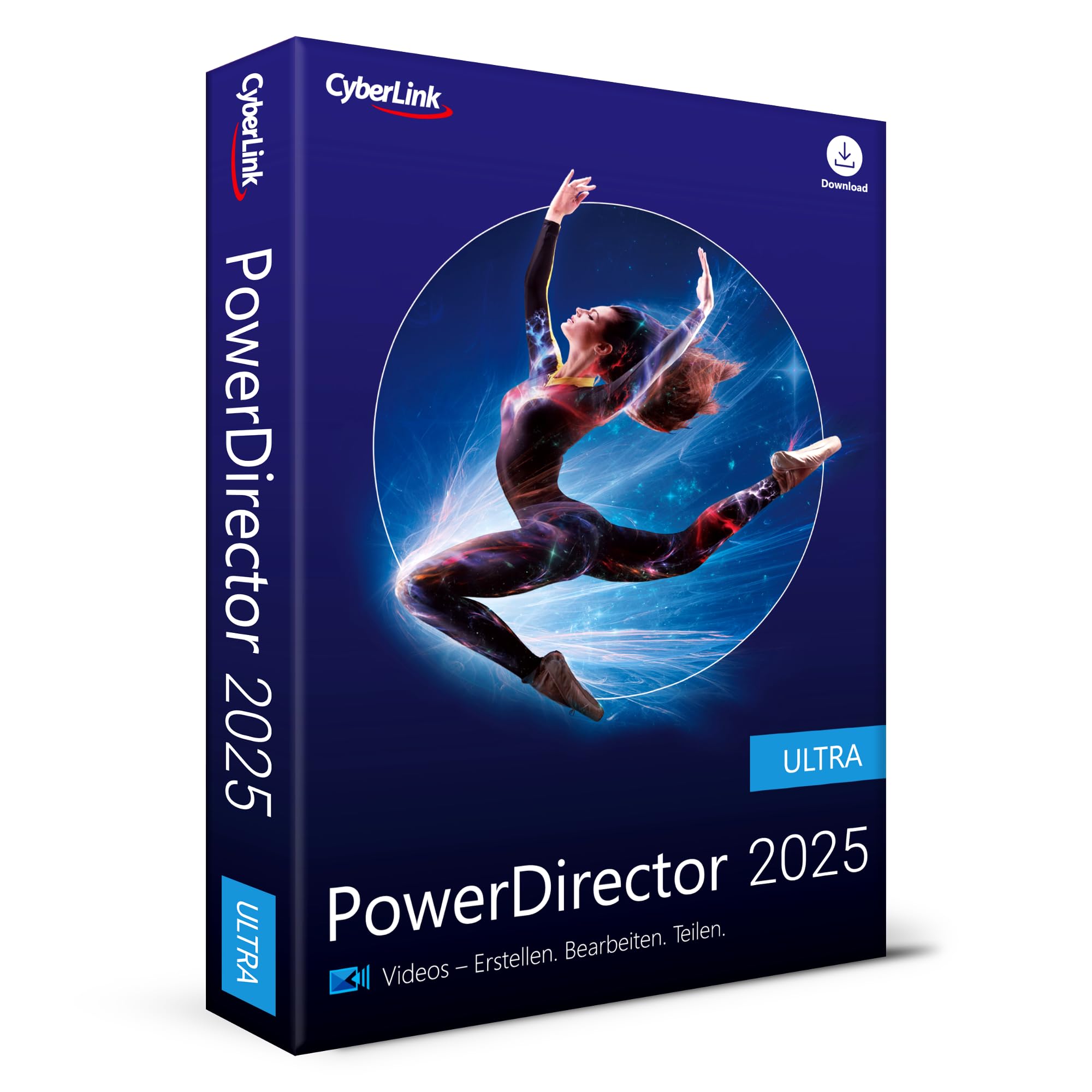 CyberLink PowerDirector 2025 Ultra Benutzerfreundliches Videobearbeitungsprogramm für PC Greenscreen und tausenden Effekten Fotoshow Heimstudio Screen Recorder Windows 10/11 [Box]