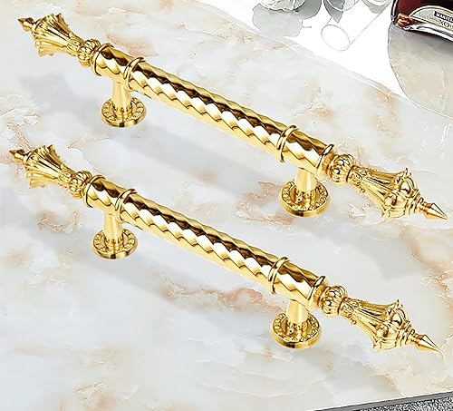 Miniatura 6 de LHRUI Tirador de puerta de estilo europeo, pomo de puerta dorado interiorexterior, empuñadura para puertas comerciales, 608047.2 in (tamaño 31.5