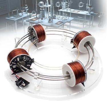 Electromagnetic Cyclotron, DIY Coils Circular Accelerator, Equipment Physics Teaching Aids Model, Low Power Coil, Acrylic Material, for Experimental Teaching Fourth Ring