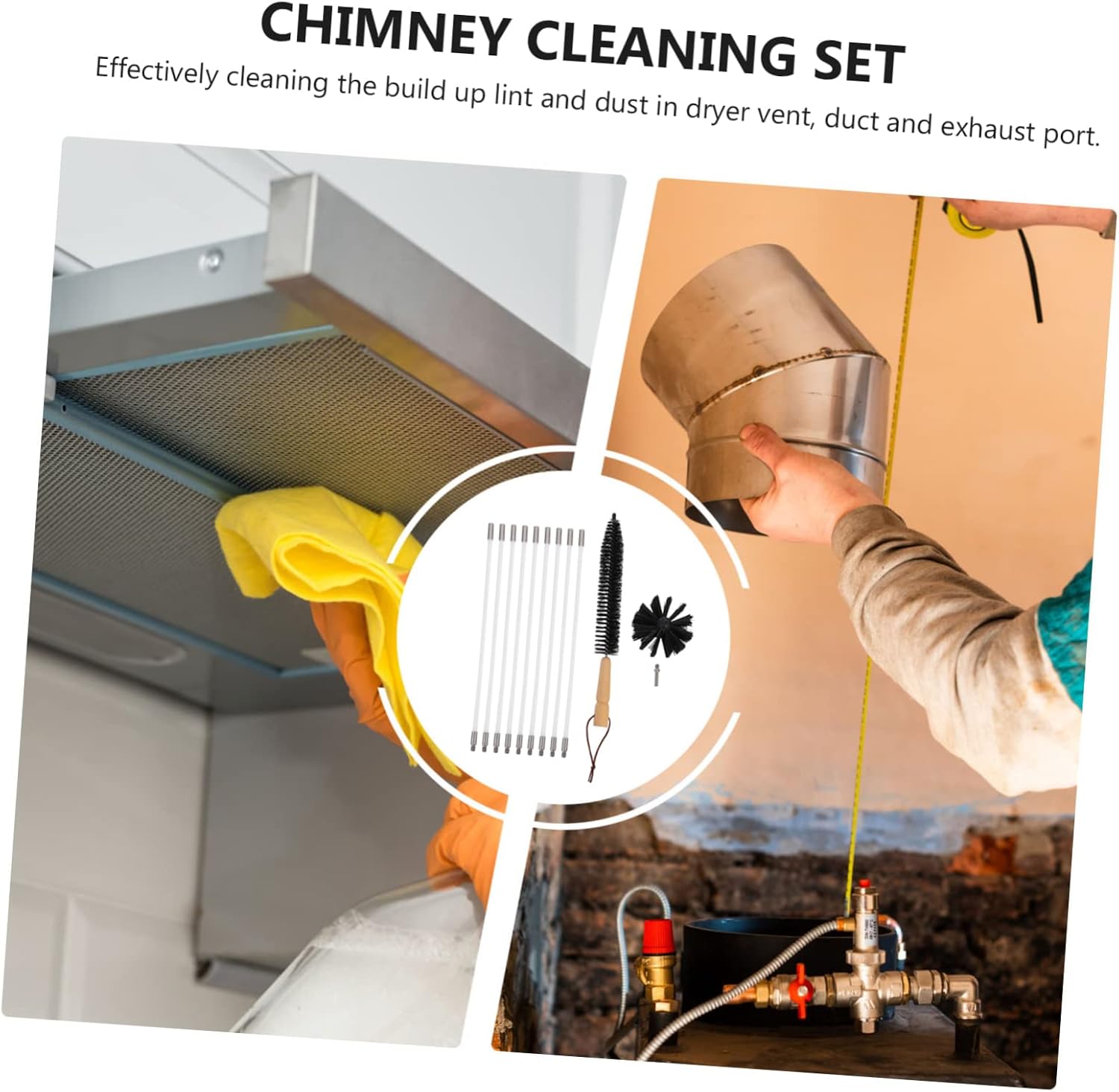 Alipis Fireplace Tools Chimney Brush Dryer Vent Brush Kit Efficient Cleaning for Lint Dust