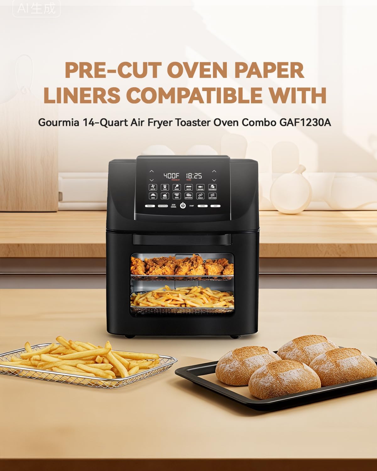 125PCs Parchment Paper Liners Compatible with Gourmia Air Fryer 14 QT