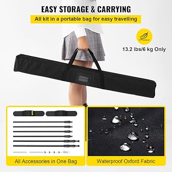 VEVOR Backdrop Stand 10 x 8 Ft, Height Adjustable Background Stand with 1 Carrying Bag, Photo Backdrop for Party Wedding Studio Trade Show | Background Support, Stable Aluminum Fram, Iron Bases, with 1 Carrying Bag, Photo Backdrop for Party Wedding Studio Trade Show