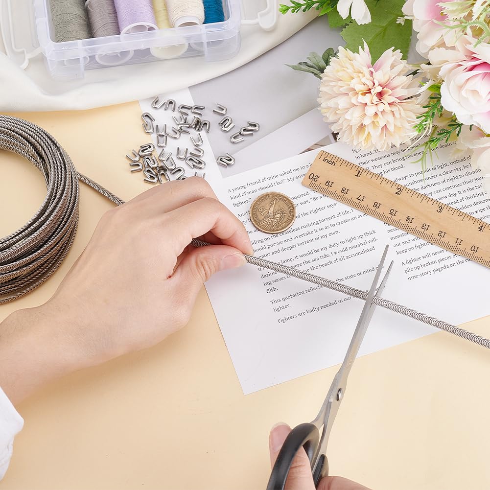 PH PandaHall 11 Iarde Spirale in Acciaio Inossidabile Corsetto Stecche Sostegni Stecche Flessibili per La Creazione di Abiti Fai Da Te Artigianato con 40 Punte di Steccatura 4.5mm di Larghezza
