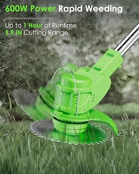Cordless Weed Wacker, 3-in-1 stringless Weed Wacker, Foldable 2.0Ah Battery Powered Weed Trimmer Stringless Grass Trimmer/Edger Lawn Tool for Yard Lawns Garden