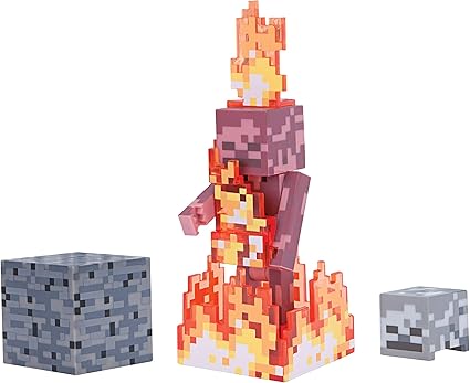 Amazon Com Minecraft Figure Pack Color Skeleton On Fire Toys Games