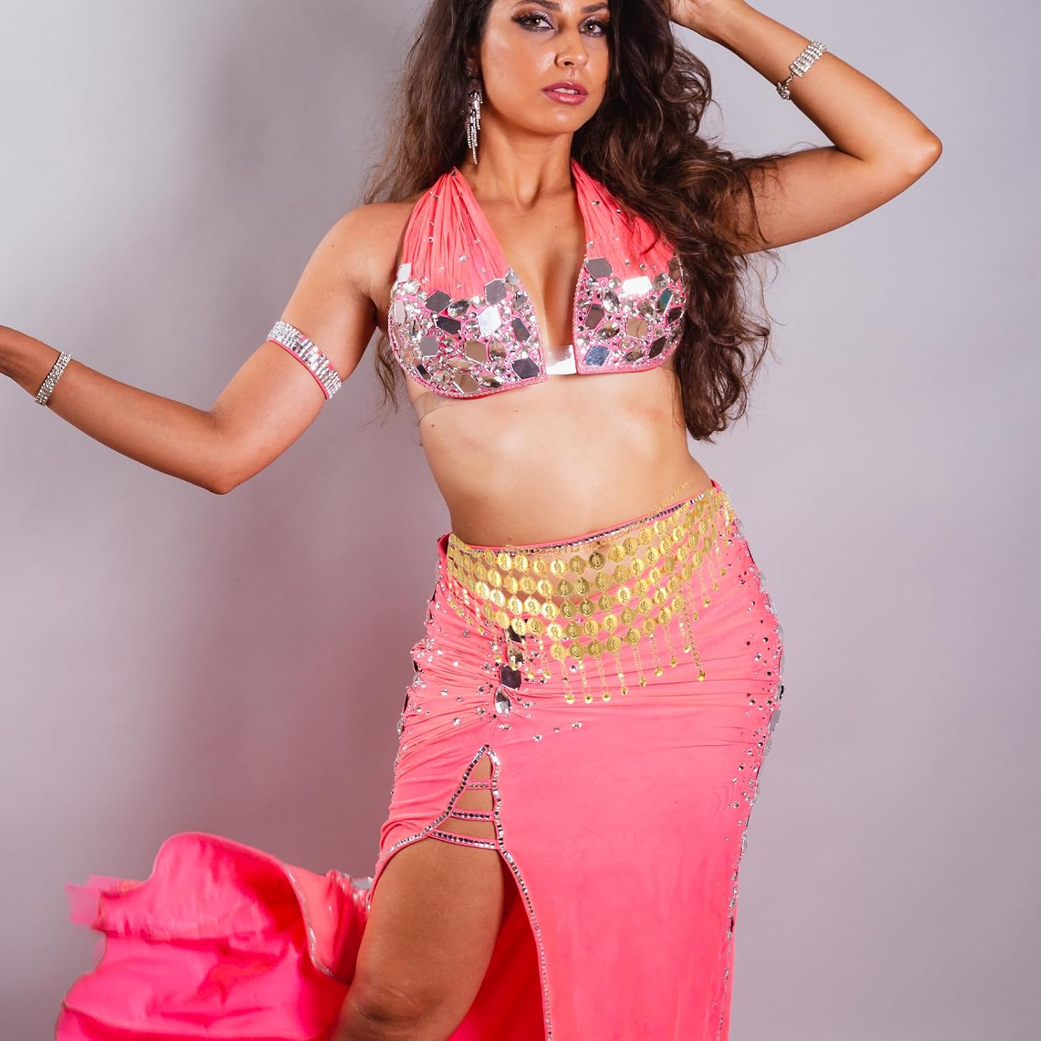 Coin Belt Dangling Coins Belly Dancing Skirt Women Chain Belt Belly Dance Hip Scarf for Bellydance Music Festival Halloween Costume Accessory Gold