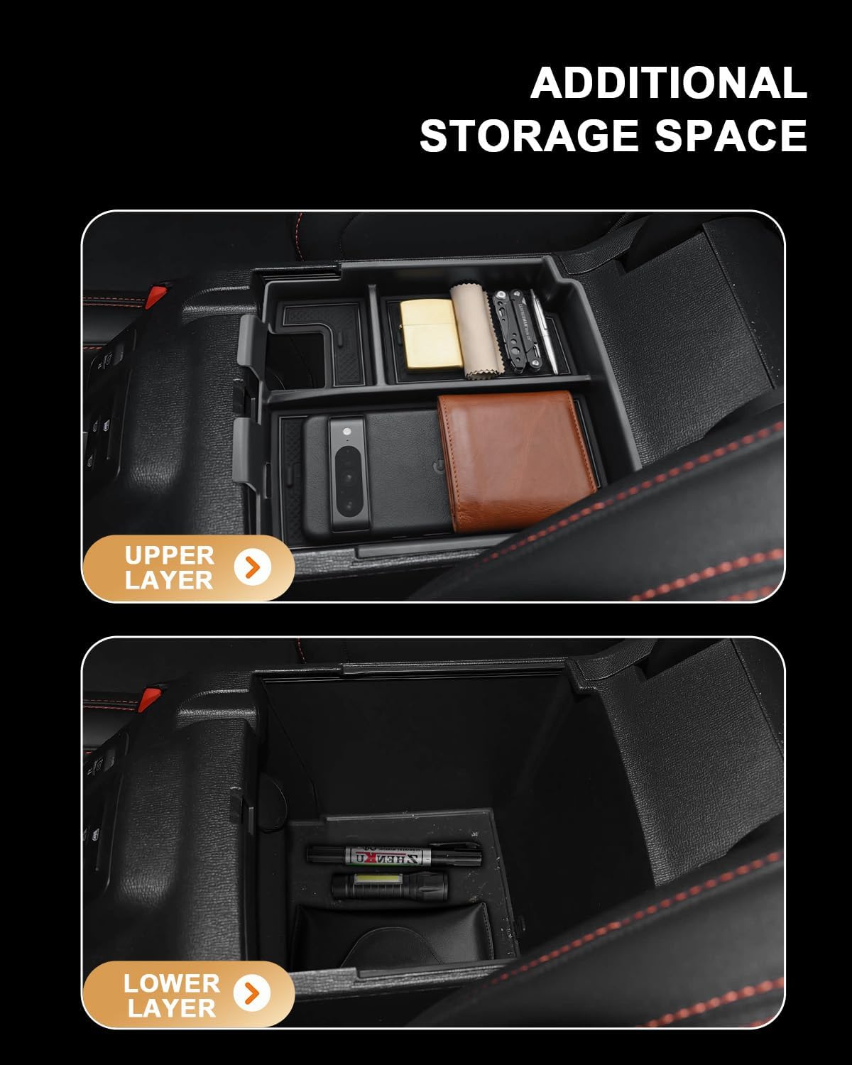 Center Console Organizer For 2025-2026 Ford Bronco - Armrest Box Storage Tray Compatible with 2025 2026 Bronco 4-Door Automatic Transmission Accessories - Not For 2-Door or Manual or Sport Model