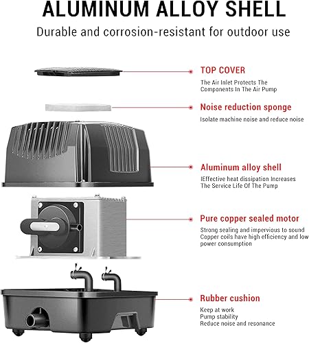 Miniatura 4 de Bombas de aire para peceras, aireador de peces silencioso, pequeña bomba aireadora de alta potencia, bomba aireadora para el hogar, para estanques,