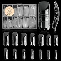 Vista 8 de 120 formas de uñas dobles, extensión larga de almendra, formas de uñas de poligel, cobertura completa, moldes de uñas reutilizables, 12 tamaños