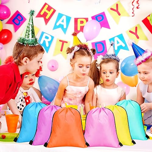Miniatura 4 de Silkfly Paquete de 42 mochilas con cordón a granel, bolsas con cordón, bolsas de regalo para fiesta de cumpleaños, para niños, gimnasio, playa,