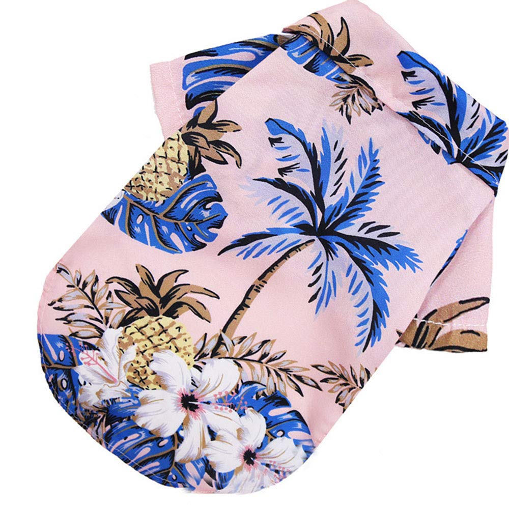 Pet Clothes, Hawaiian Beach Printed Shirt Soft Dogs Spring Summer Vacation Outfits Vest Pet Clothing for Cats Puppy Small Medium Large Dogs (Pink, Large)