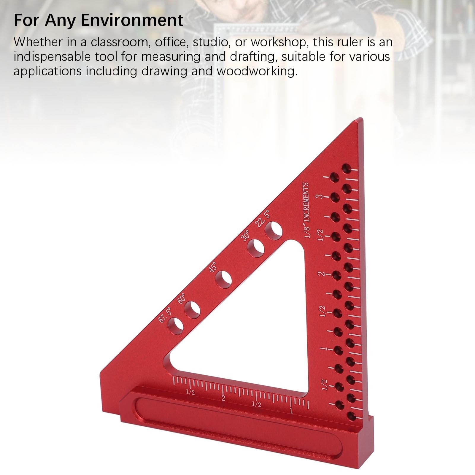 Escuadra de Carpintero Profesional de aleación de Aluminio con Regla Triangular para Trabajos en Madera y mediciones de ángulos de precisión.