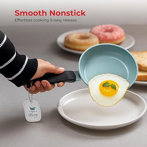 Miniatura 4 de SALFORD Forged - Mini sartén antiadherente de 5.5 pulgadas, sartén de cerámica para tortilla de huevo y panqueques con mango de baquelita