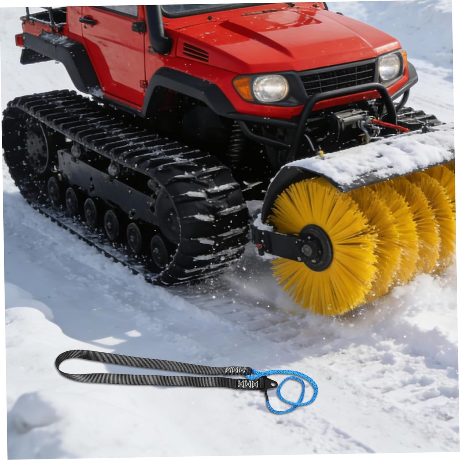 Heavy Duty Winch Strap for ATV Utv Snow Plow with 64 Inch 12-Strand Ultra-high Molecular Weight Polyethylene Rope, 4800lbs Tensile Strength, Quick Installation for Outdoor Winter