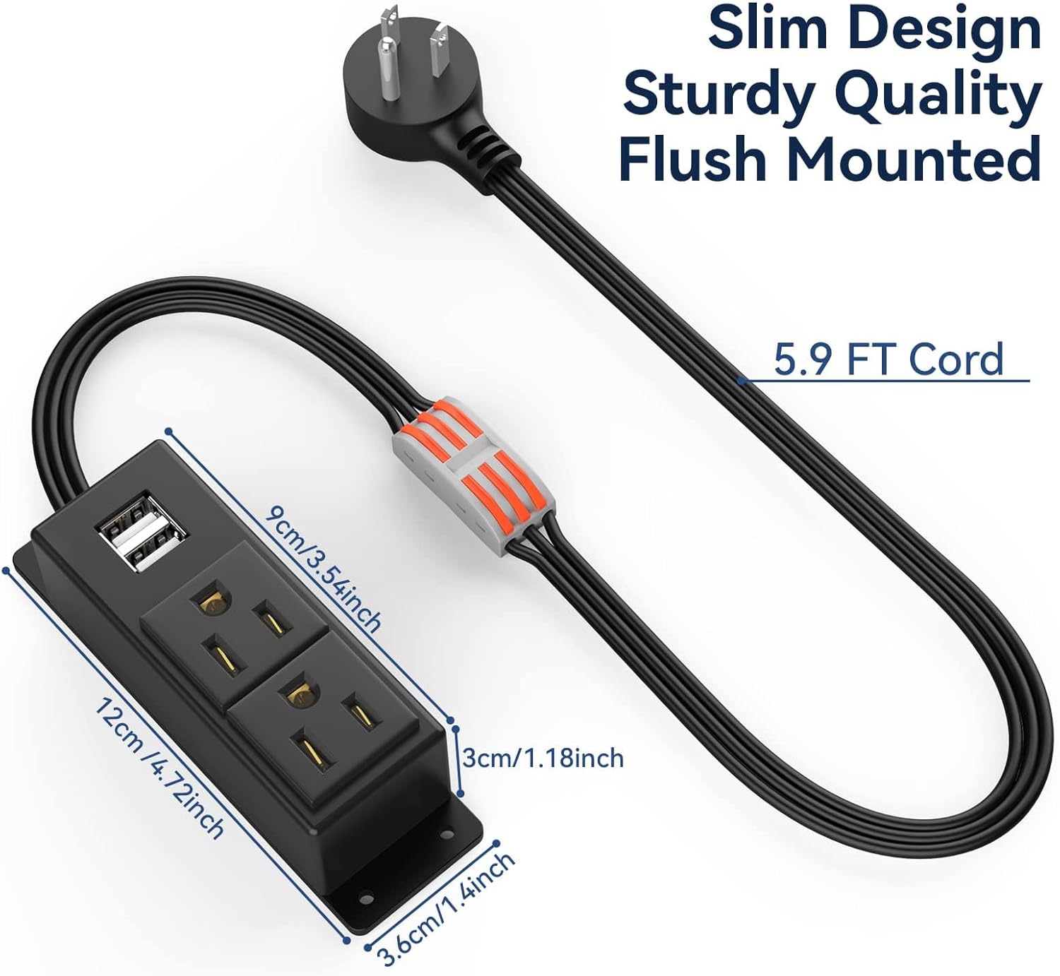 2Pack Electrical Power Outlet Kit, Hidden Outlet Cabinet Accessories with USB, Mountable for Interior Dehumidifiers and Lights (Black, UL Listed)