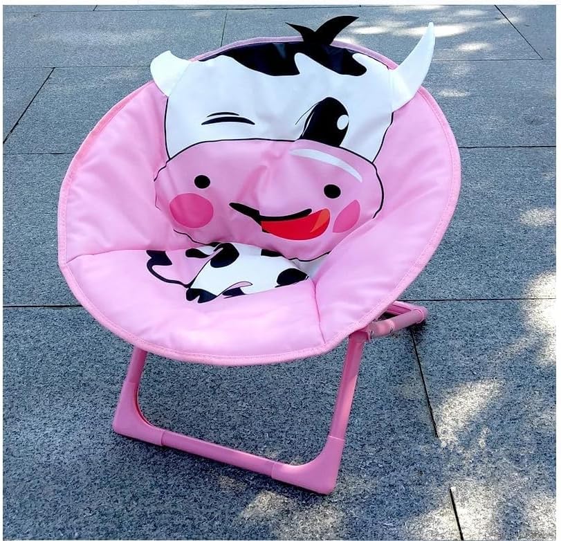 Moon Chair Cartoon Design Folding Camping Chair, Ultra Soft Fluffy Comfy Moon Chairs for Kids Portable Playrooms Chairs for Bedrooms Outdoor Activities (Pink)